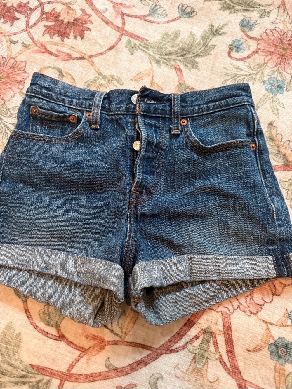 Signature by Levi Strauss Dark Blue Rolled Cuff Denim Shorts